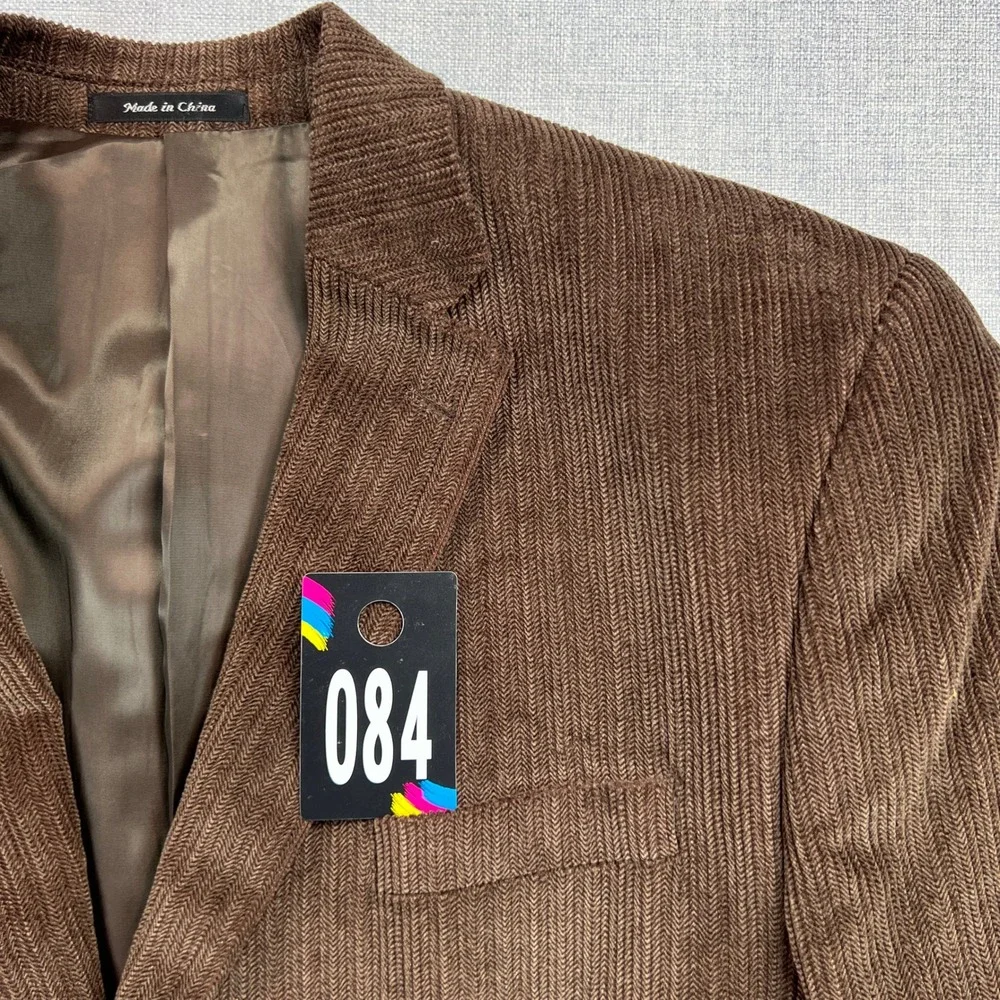 Chaps Brown Fine Wale Corduroy Sport Coat Blazer Men‎ 46R Classic Academia Prep